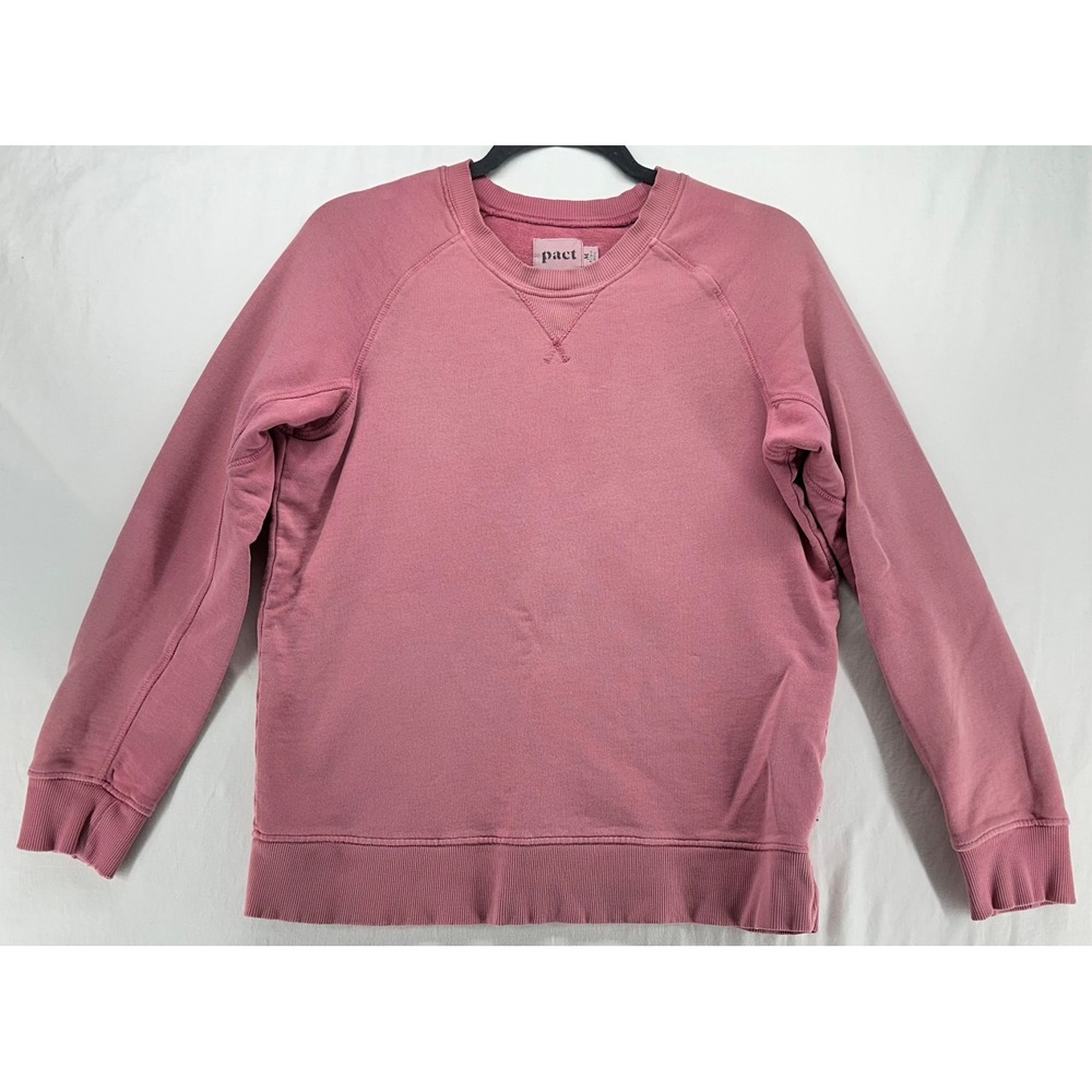 Pact Essential Sweatshirt Organic Cotton French Terry Pink Rose Medium M